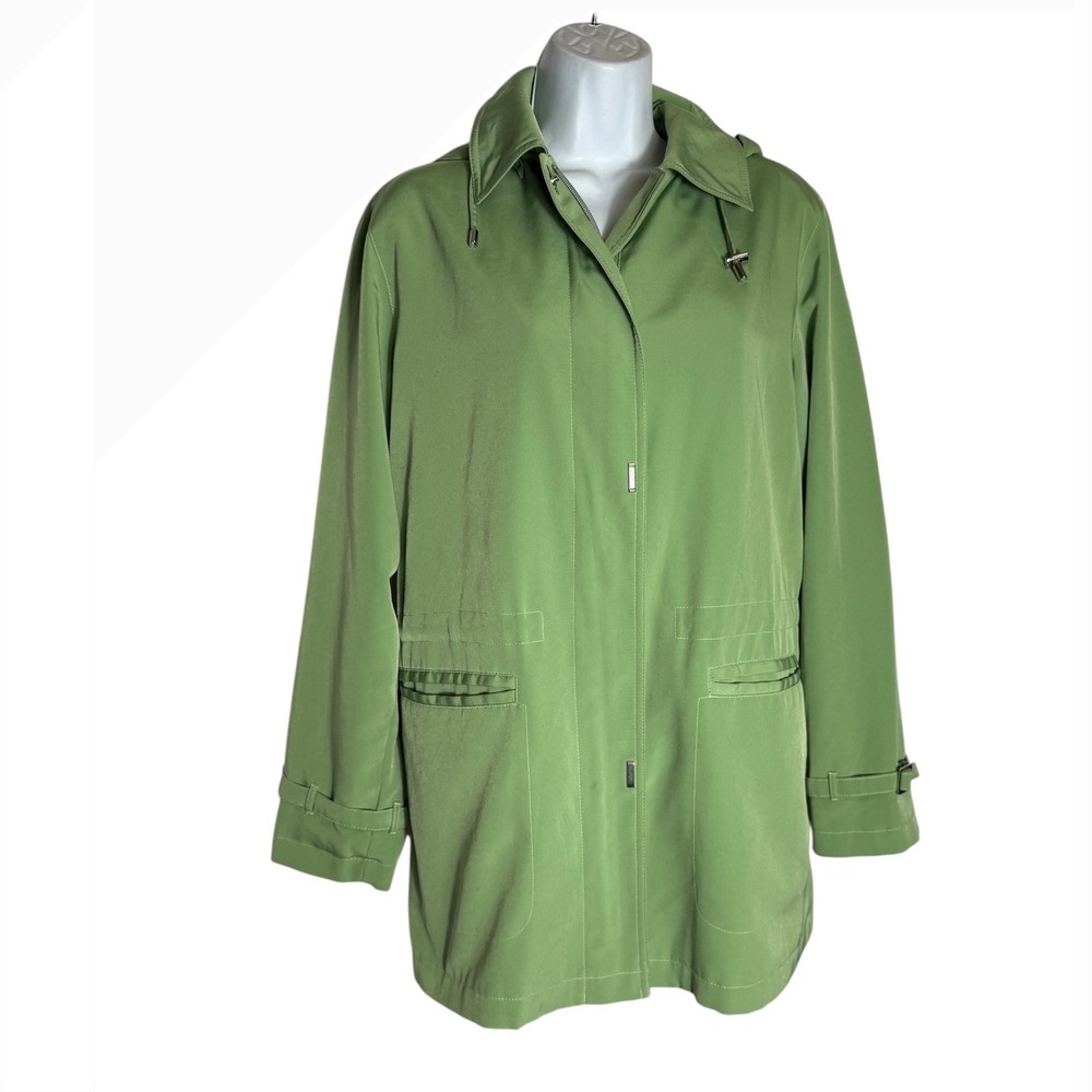 Gallery Jacket Size Small Women's Lime Green Raincoat Hooded BEAUTIFUL 💚💚